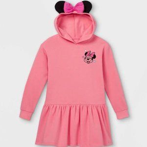 Disney Minnie Mouse Pink Hooded Dress, Girls' Size L (10/12)